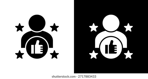 Icono de satisfacción en blanco y negro lleno.