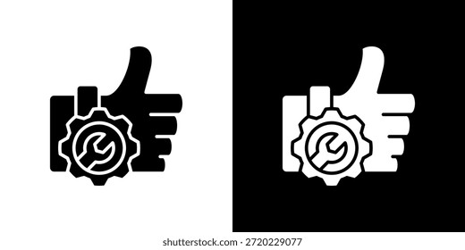 Icono de satisfacción en blanco y negro lleno.