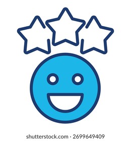 Icono De Satisfacción En Diseño Plano Monocromo Azul, Ilustración vectorial