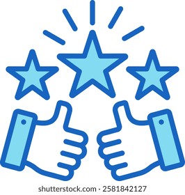 Satisfaction Icon Blue Vector Illustration