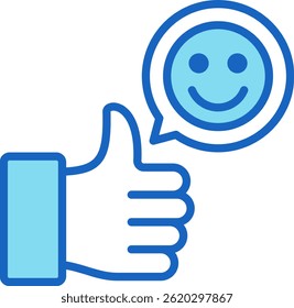 Ícone de satisfação Ilustração de vetor azul