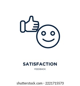 satisfaction icon from feedback collection. Thin linear satisfaction, business, service outline icon isolated on white background. Line vector satisfaction sign, symbol for web and mobile