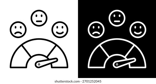 Icono de satisfacción de la línea de Ilustración vectorial de estilo blanco y negro
