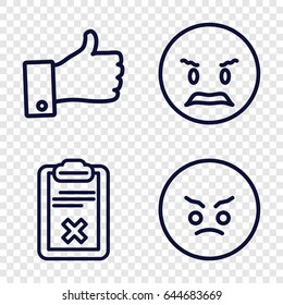 Satisfaction icons set. set of 4 satisfaction outline icons such as clipboard, thumb up