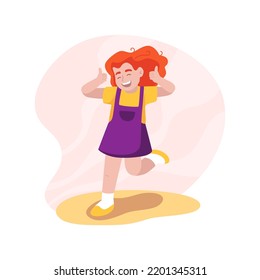 Satisfaction isolated cartoon vector illustration. Satisfied girl having fun, feeling pleasure, achieving success, people psychology, kids socio-emotional development vector cartoon.