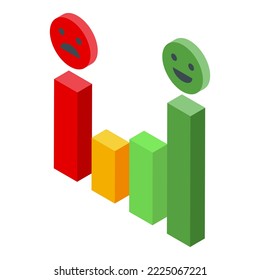 Satisfaction level bars icon isometric vector. Customer feedback. Bad meter