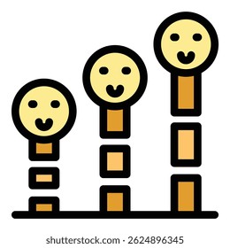 Satisfaction level chart icon outline vector. Feedback control. Emoji smile color flat