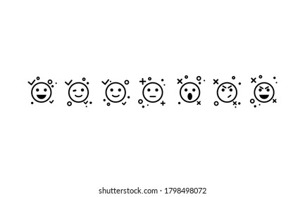 Satisfaction level of emoji icons. Range concept for evaluating emotions. Vector on isolated white background. EPS 10