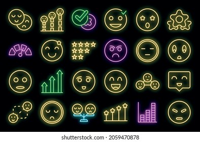 Satisfaction level icons set outline vector. Customer smile. Good face