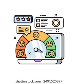 Icono de color lleno del metro de la satisfacción, Ilustración vectorial