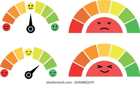 Satisfaction Meter Icons Set Color Coded Vector Design