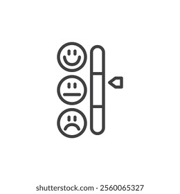 Satisfaction Meter line icon. linear style sign for mobile concept and web design. Satisfied or Happy feedback outline vector icon. Overall satisfaction symbol, logo illustration. Vector graphics