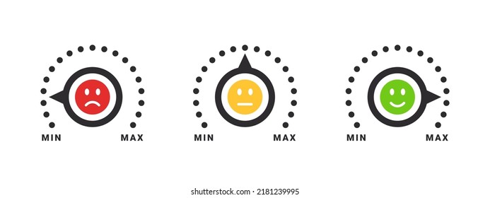 Satisfaction meter. Risk meter. Performance measurement. Customer satisfaction. Vector illustration