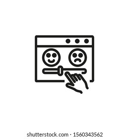 Satisfaction meter thin line icon. Positive and negative feedback scale isolated outline sign. Customer satisfaction concept. Vector illustration symbol element for web design and apps