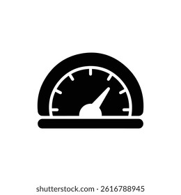 Satisfaction Metrics Icon with Meter Face in Solid Black Flat Design