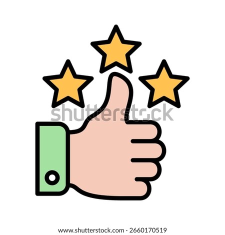 Satisfaction outline color icon vector illustration