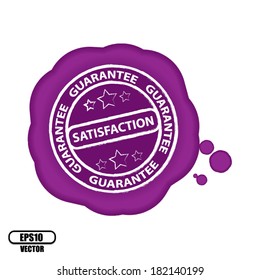 Satisfaction purple wax seal, vector illustration