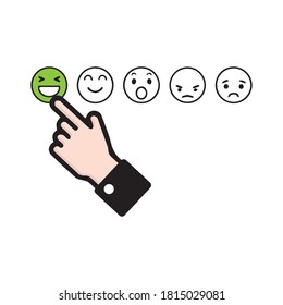 Calificación de satisfacción. Diseño de iconos de Opinión del Cliente para el concepto de negocio de Marketing Digital