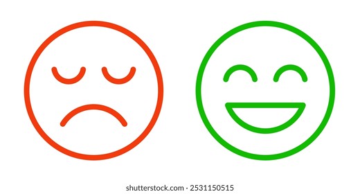 satisfaction rating expression vector. face, emote, symbol, illustration.