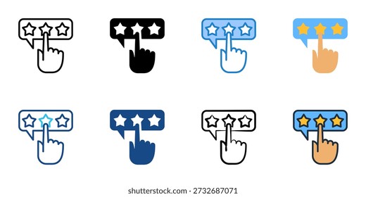 Satisfaction rating icons set multiple style collection. Editable stroke 
