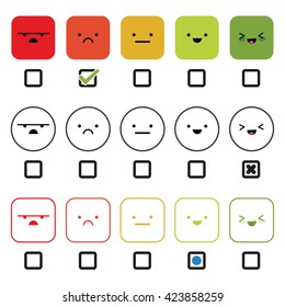 Satisfaction rating with smile face icon variation
