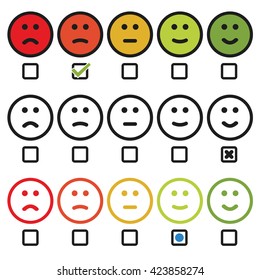 Satisfaction rating with smile face icon variation