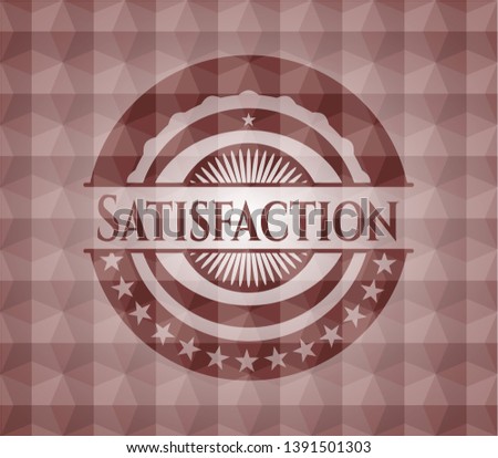 Satisfaction red polygonal badge. Seamless.