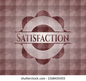 Satisfaction red seamless polygonal badge.