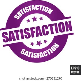 Satisfaction rubber stamp with stars violet color on white background, vector illustration 