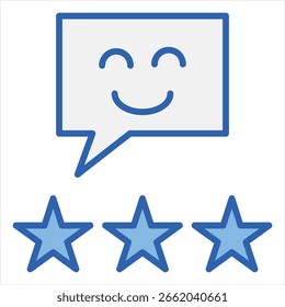 Ícone Único de Satisfação Ilustração Azul Branco