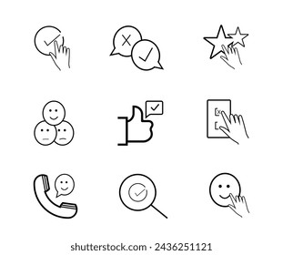 Satisfaction surveys, thin line icon set. Outline symbol collection. Editable vector stroke. 256x256 Pixel Perfect scalable to 128px, 64px...
