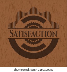 Satisfaction vintage wooden emblem