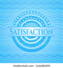 Satisfaction water wave representation style badge.