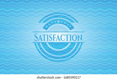 Satisfaction water wave style emblem. Vector Illustration. Detailed.