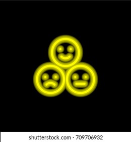 Satisfaction yellow glowing neon ui ux icon. Glowing sign logo vector