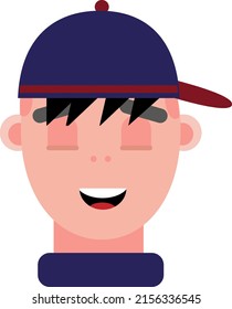 Satisfied boy with hat, illustration, vector on a white background.