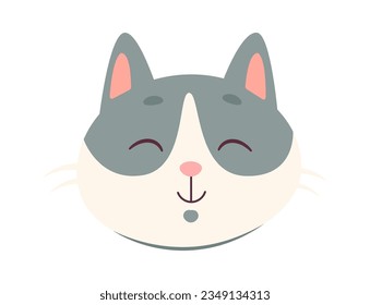 Satisfied Cat Face Vector Illustration