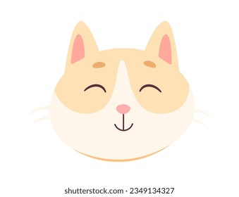 Satisfied Cat Face Vector Illustration