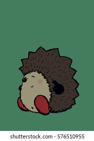 Satisfied chubby hedgehog character illustration