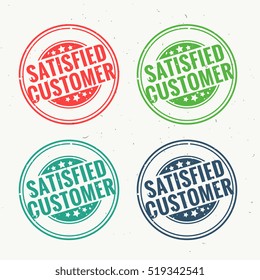 satisfied customer rubber stamp set in four different colors