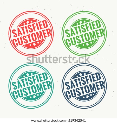 satisfied customer rubber stamp set in four different colors