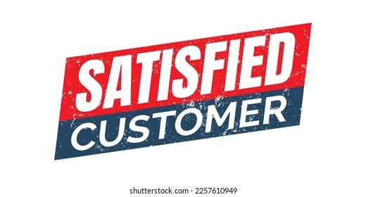 Cliente satisfecho. Sello de doble color vectorial. ilustración de diseño gráfico
