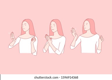 Satisfied and dissatisfied nail service client, positive and negative emotions concept. Opposite feelings, bad and good mood, sad and smiling girl with manicure, joy and annoyance. Simple flat vector