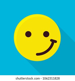 Satisfied emoticon icon. Flat illustration of satisfied emoticon vector icon for web