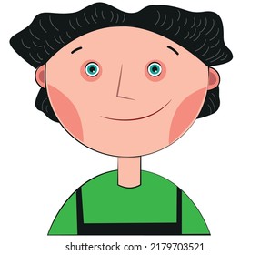 Expresión facial satisfecha. Fondo blanco
