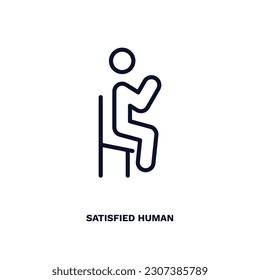 satisfied human icon. Thin line satisfied human icon from feeling and reaction collection. Outline vector isolated on white background. Editable satisfied human symbol can be used web and mobile