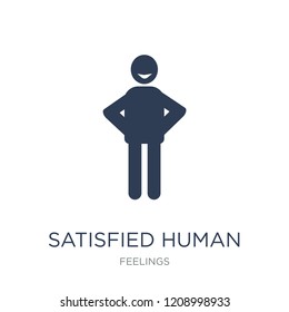 satisfied human icon. Trendy flat vector satisfied human icon on white background from Feelings collection, vector illustration can be use for web and mobile, eps10