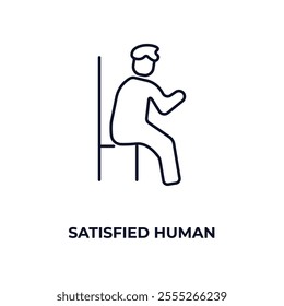 satisfied human outline icon. Linear vector from feelings concept. Thin line satisfied human icon isolated on white background