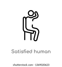 satisfied human vector line icon. Simple element illustration. satisfied human outline icon from feelings concept. Can be used for web and mobile