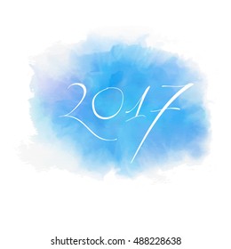 satisfied new year 2017 modern reception card in watercolor design style happy white vacation star snow seasonal season abstraction holiday background scene new ritual christmas celebration grinning s